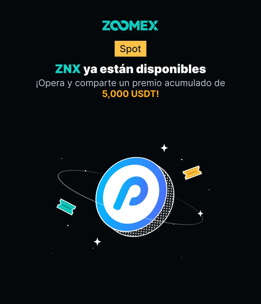 ⚠️ ATENCIÓN: ¡#ZNX ya está DISPONIBLE en #Zoomex Spot! 🚀

🎉 Para festejarlo les traemos este GRAN #SORTEO, con un premio total de $100 en $ZNX. 🤔 ¿Cómo participar? ⬇️

1️⃣ Únete 👉🏻 t.me/ZoomexES
2️⃣ Dale RT ♻️, Like ❤️ y menciona a 3 amigos en los comentarios 💬