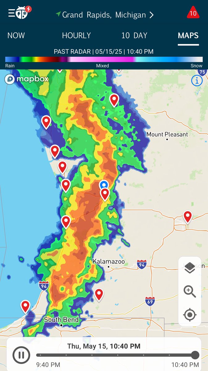 Radical storms in GR. Sirens on. Constant lightning and thunder. Get Ready, Lansing.