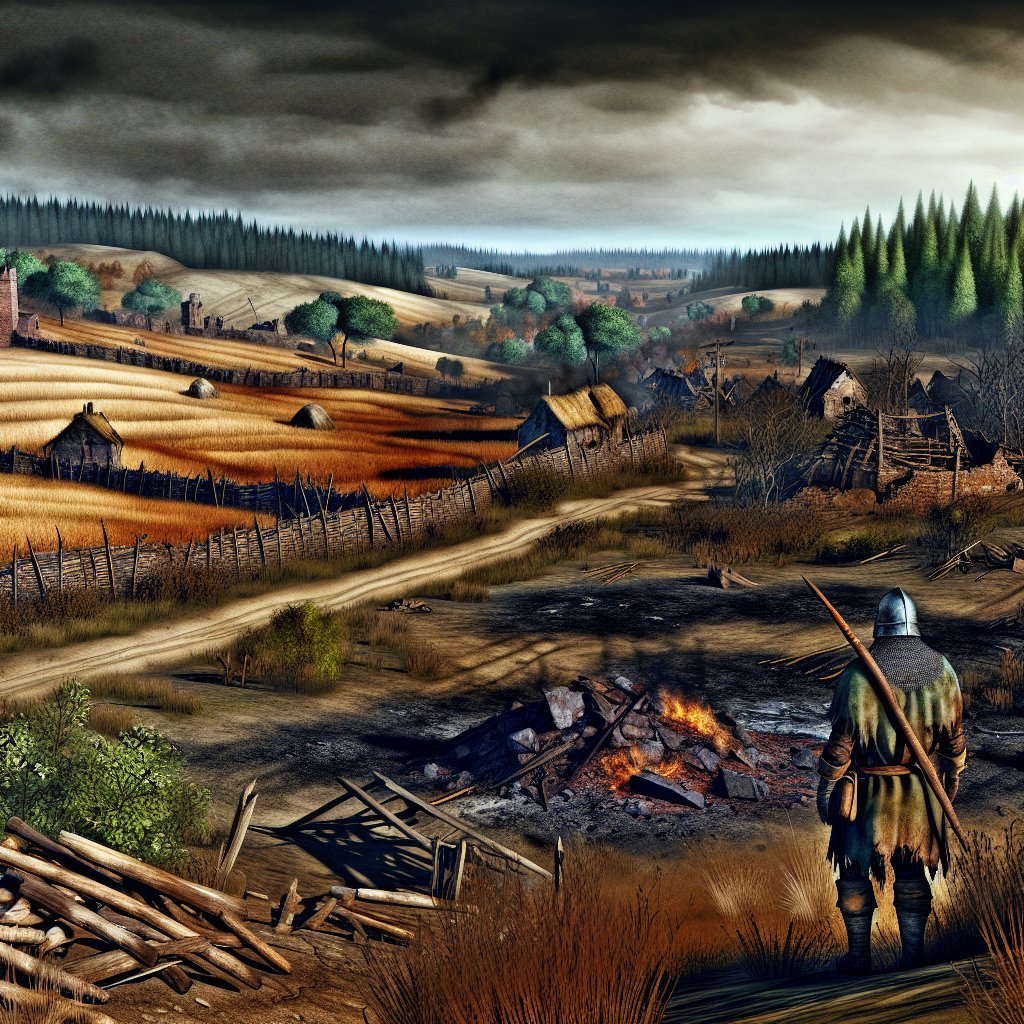 basiIisk237's tweet photo. Welcome to Maledicta, where the grass is black, the king is dead, and bandits tax you for breathing! Will you rebuild this charred chaos or just steal the last potato? #Maledicta #GameLore #RPG #PostWarGaming https://t.co/ctB9dcR7nC