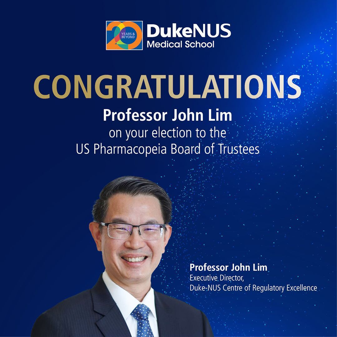 Duke-NUS Medical School (@dukenus) on Twitter photo Congrats to Prof John Lim on his election to the <a href="/USPharmacopeia/">U.S. Pharmacopeia</a> Board of Trustees!
In addition to this prestigious appointment, Prof Lim has also been honoured with the 2025 President’s Award by the USP.
#DukeNUS #RegulatoryScience #PharmaceuticalInnovation #PublicHealth Congrats to Prof John Lim on his election to the <a href="/USPharmacopeia/">U.S. Pharmacopeia</a> Board of Trustees!
In addition to this prestigious appointment, Prof Lim has also been honoured with the 2025 President’s Award by the USP.
#DukeNUS #RegulatoryScience #PharmaceuticalInnovation #PublicHealth