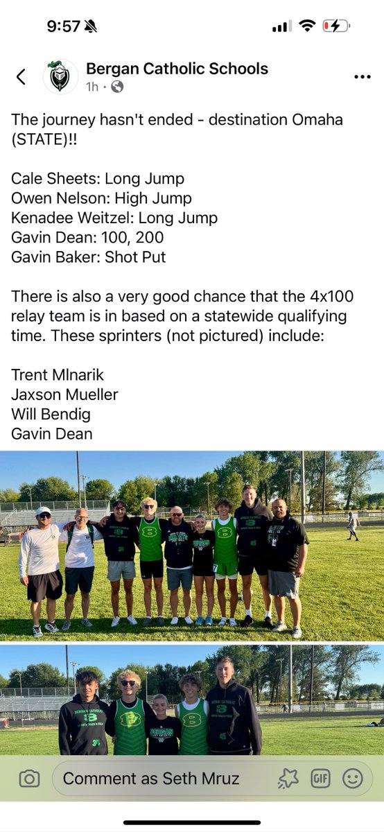 Good day for the Bergan Tracksters! Lots of PRs and some state qualifiers in a tough district! #KnightPride