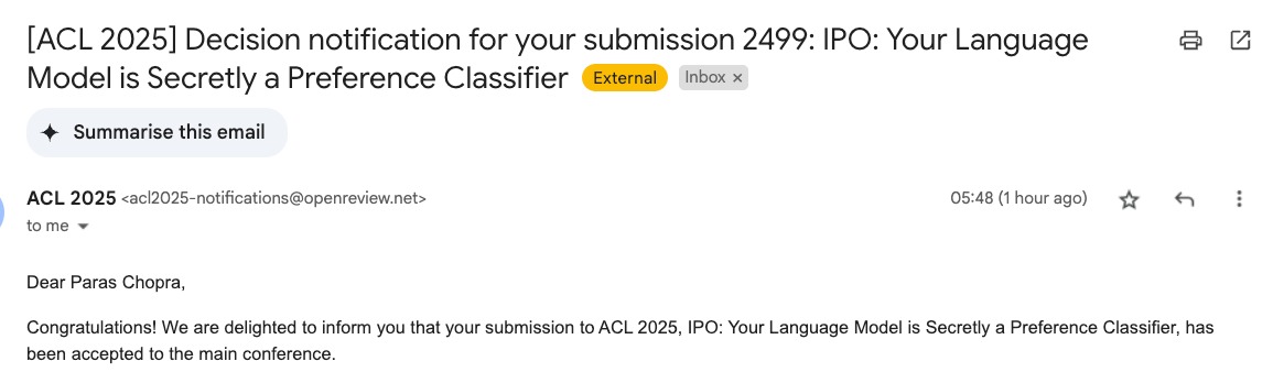 Excited to announce that my paper has been accepted in ACL main conference!

The first one from <a href="/lossfunk/">Lossfunk</a> - many more to come!

🧵 on the paper