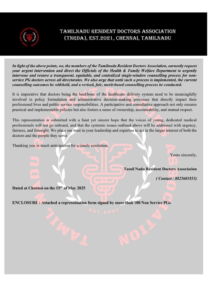 Tamil Nadu Resident Doctors Association tweet media