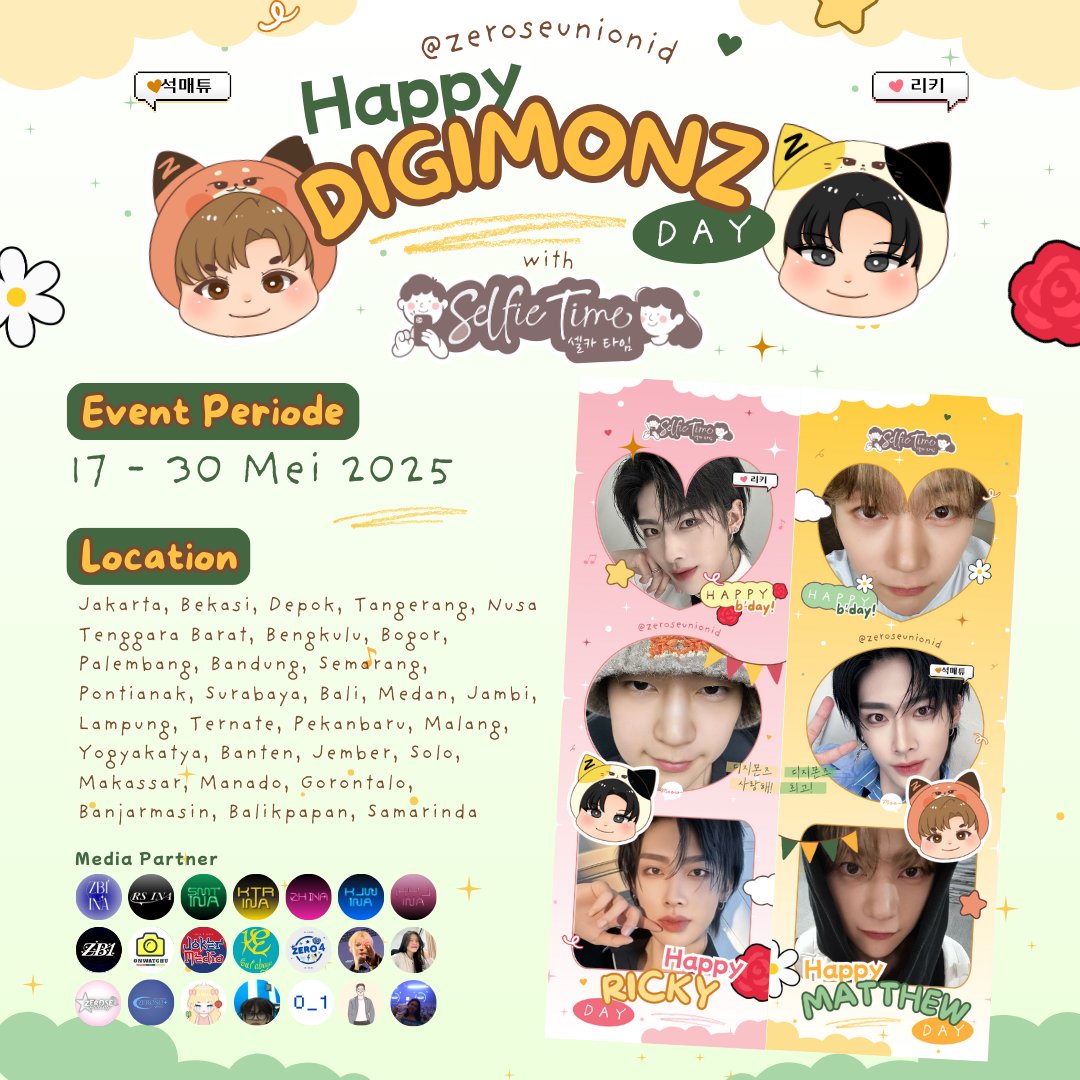 zero4se's tweet image. [MEDIA PARTNER]

🐱❝𝐇𝐚𝐩𝐩𝐲 𝐃𝐈𝐆𝐈𝐌𝐎𝐍𝐙 𝐃𝐚𝐲!❞🦊
Ricky &amp;amp; Matthew Birthday Frame by @ZeroseUnionID
with @selfietimeid

🗓 17 - 30 Mei 2025
📍 Beberapa kota di Indonesia!

Ramaikan dengan hashtag #DIGIMONZDay 
#ZEROBASEONE #RICKY #SEOKMATTHEW #리키 #석매튜