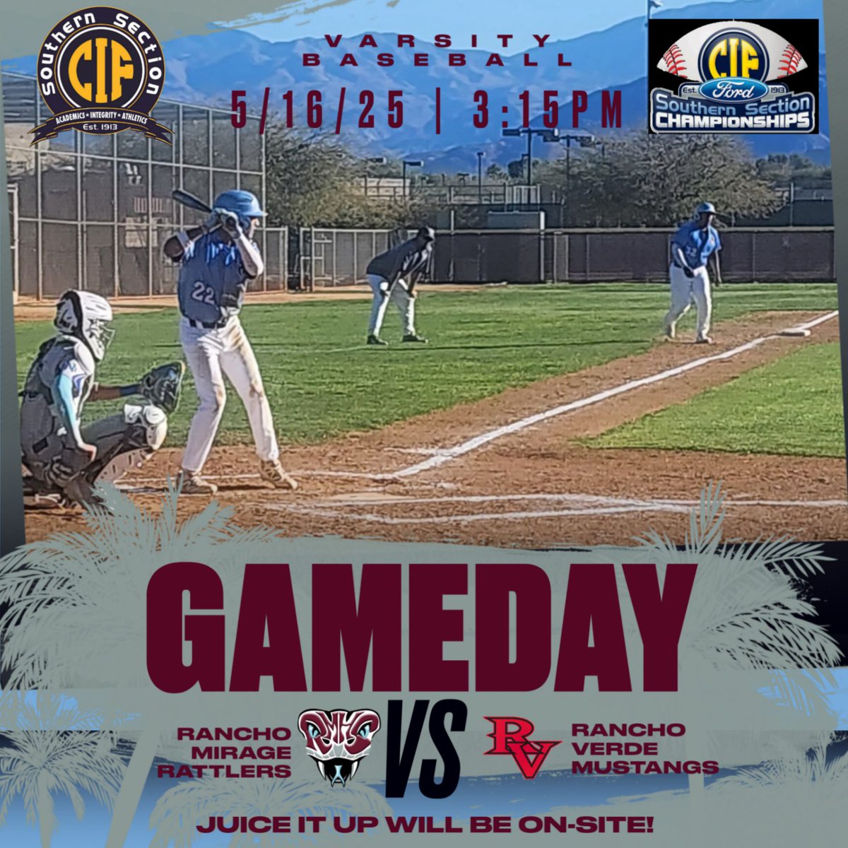 Come out Friday afternoon to support our Rattler Baseball team in their 1st Round CIF game as they host Rancho Verde High School at 3:15pm. GO RATTLERS!!