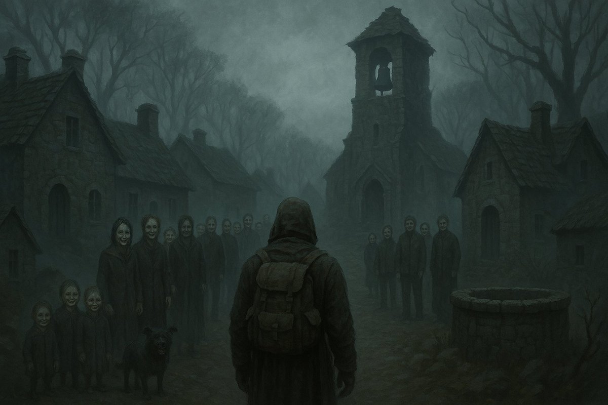 Journal Entry #5
 Echoes Beneath the Bell

I came upon a village at dusk.
The path narrowed until the trees bent low and the fog began to hum.
 And then—there it was.
 Half-hidden in the mist.
 Whisperhollow.

The village felt old, like it had grown here rather than been built.