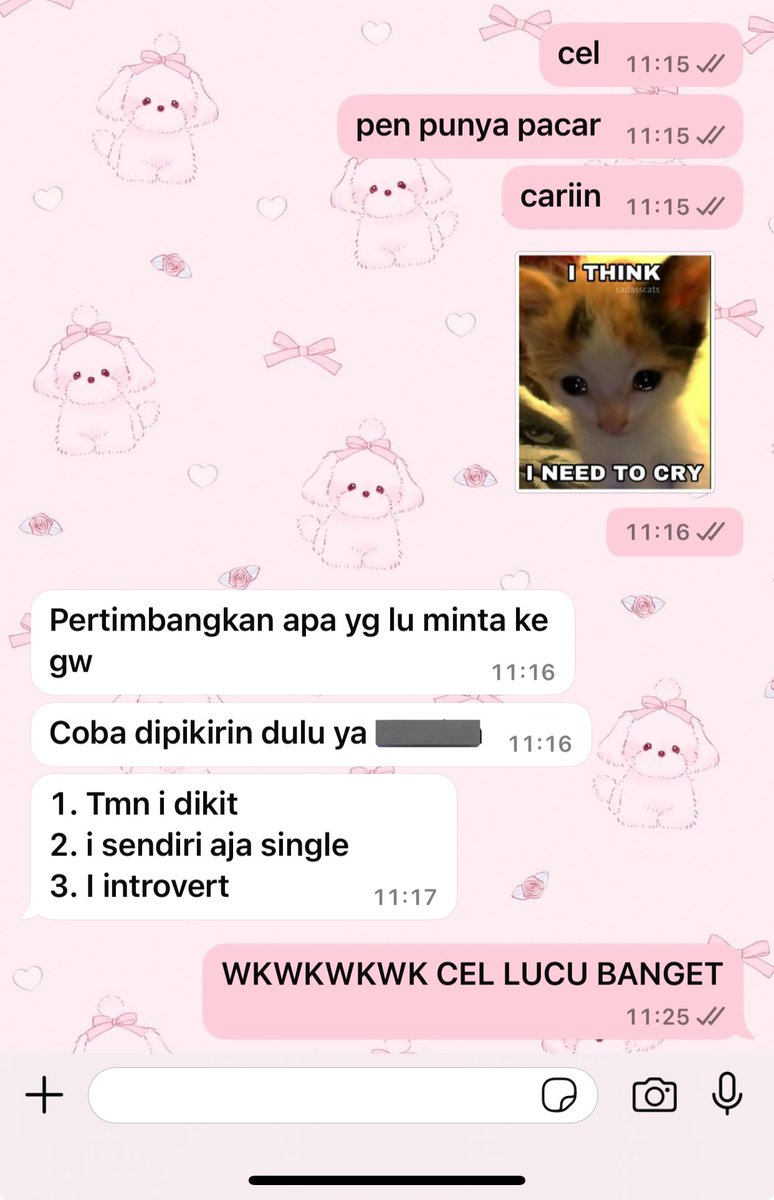 temen gue lucu bgtt WKWKWK😭
*yg sensor itu nama guee