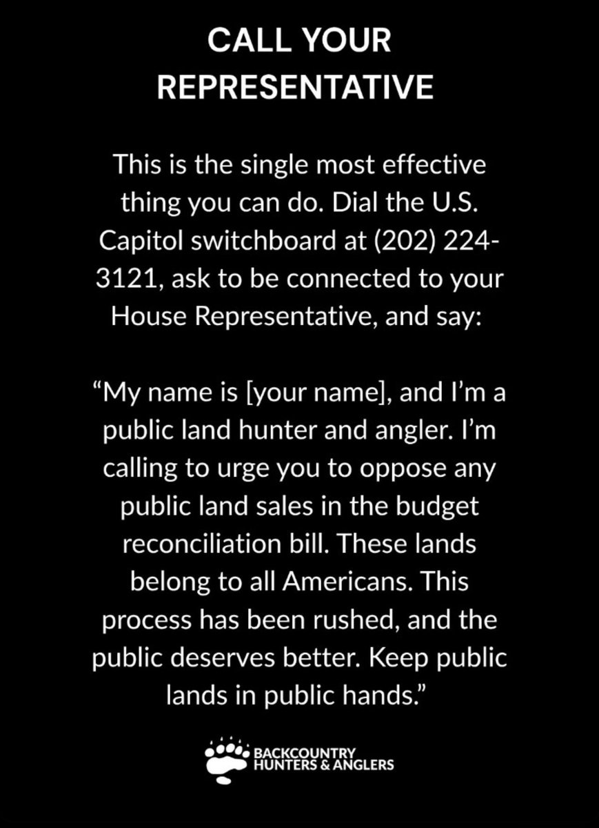 Friends of NV Wild (@friendsofnvwild) on Twitter photo Call <a href="/MarkAmodeiNV2/">Rep. Mark Amodei</a>’s office to let them know you oppose their backroom DC deal to sell out the Wild West & sell off YOUR American heritage as part of budget reconciliation: (775) 686-5760 & (202) 225-6155
Here’s a sample script from <a href="/Backcountry_H_A/">Backcountry Hunters & Anglers</a>. #keepitpublic Call <a href="/MarkAmodeiNV2/">Rep. Mark Amodei</a>’s office to let them know you oppose their backroom DC deal to sell out the Wild West & sell off YOUR American heritage as part of budget reconciliation: (775) 686-5760 & (202) 225-6155
Here’s a sample script from <a href="/Backcountry_H_A/">Backcountry Hunters & Anglers</a>. #keepitpublic