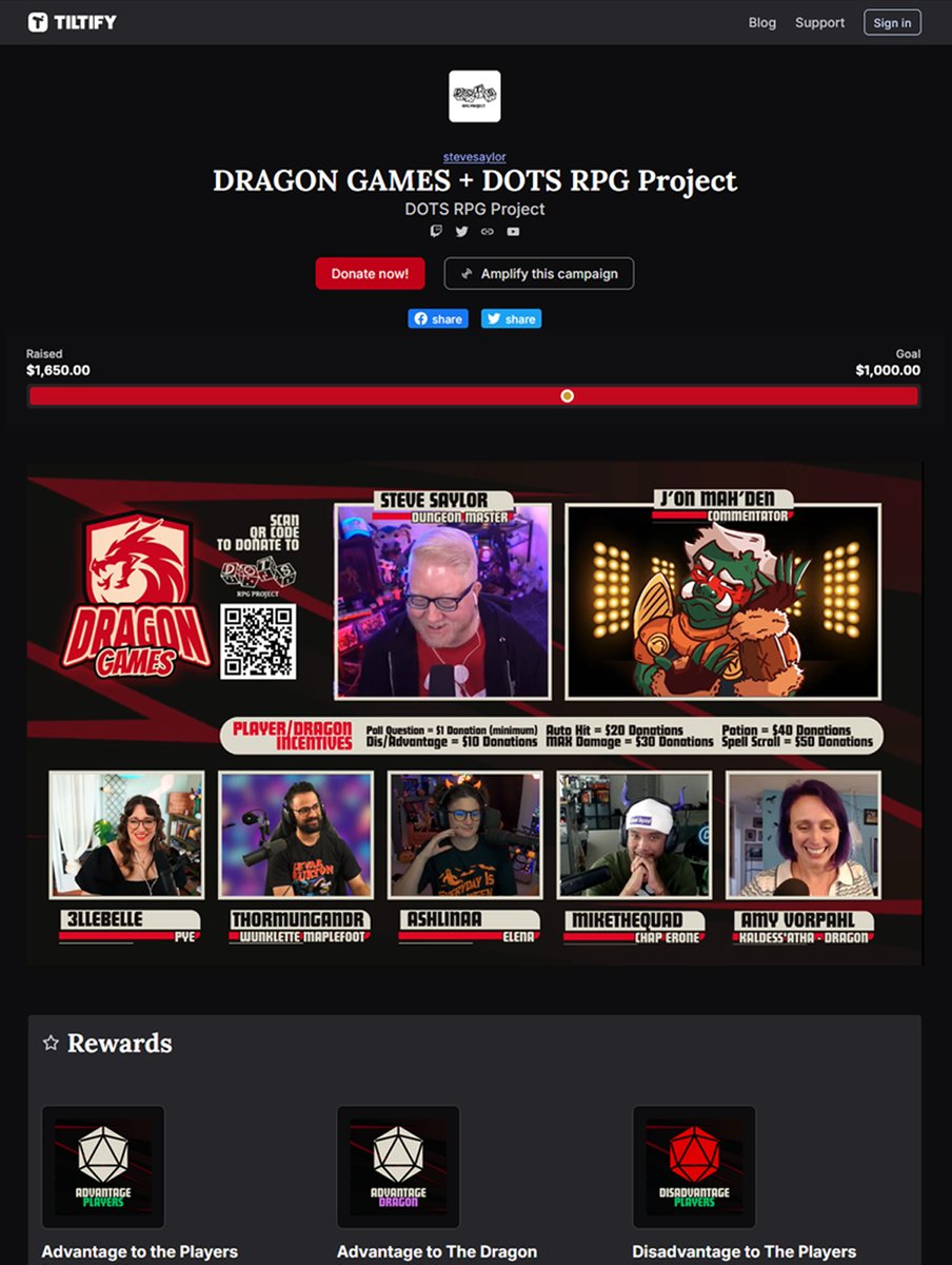 DOTSrpg's tweet image. Celebrated #GAAD the only way we know how - playing some TTRPGs! The wonderful crew of @stevesaylor, TheTeeMonster, @3llebelle, @thormungandr, @Ashlinaa, @mikethequad, &amp;amp; @vorpahlsword teamed up to raise $1,650 during Dragon Games 👏