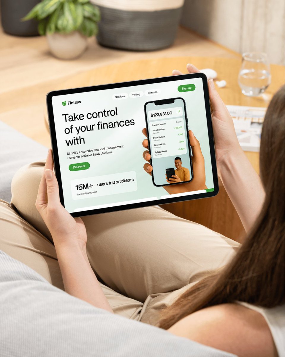 codeforkal's tweet image. A bold and intuitive hero section for Finflow, crafted to elevate digital financial experiences. Includes sleek typography, a corrected CTA button, and an extended lower section that drives engagement with a fresh, user-focused layout.