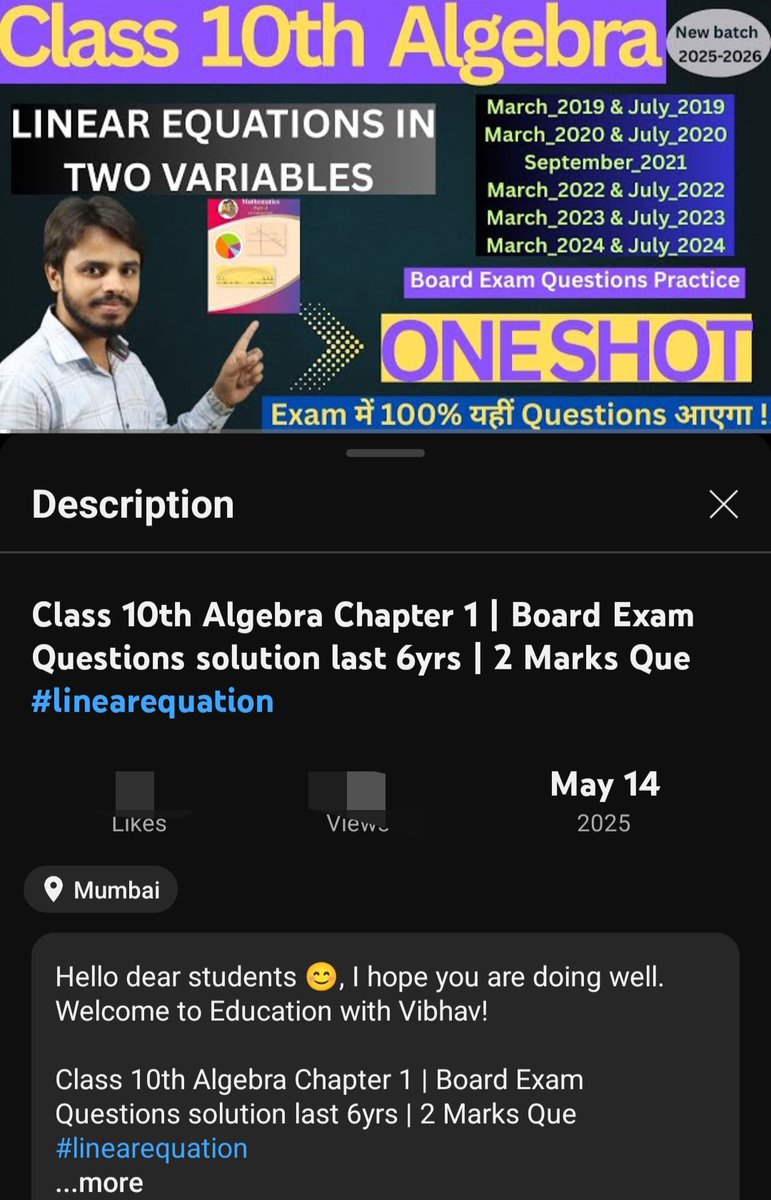 youtu.be/dAlsPeEpT1o?si…

Mathematics for standard 10th 
#Algebra
#Maths