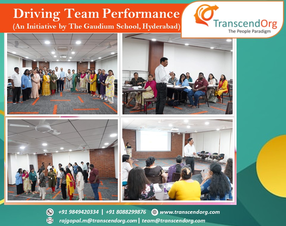 Transcendorg1's tweet photo. The Gaudium School held a ‘Driving Team Performance’ workshop, led by Col. M. Rajgopal (Retd.), and initiated by Founder Ms. K Kirthi Reddy and CEO Mr. Ramakrishna Reddy. The session focused on enhancing collaboration and team effectiveness. hashtag #TeamBuilding https://t.co/qJL3huNj9U
