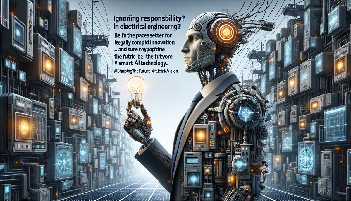 D1rkPeters's tweet photo. „Die Verantwortung in der Elektrotechnik ignorieren? Nicht dein Weg. Sei der Schrittmacher für rechtskonforme Innovation und sichere die Zukunft mit smarter KI-Technologie. #ZukunftGestalten #ElektroVision“ https://t.co/l1q5pZs9LX