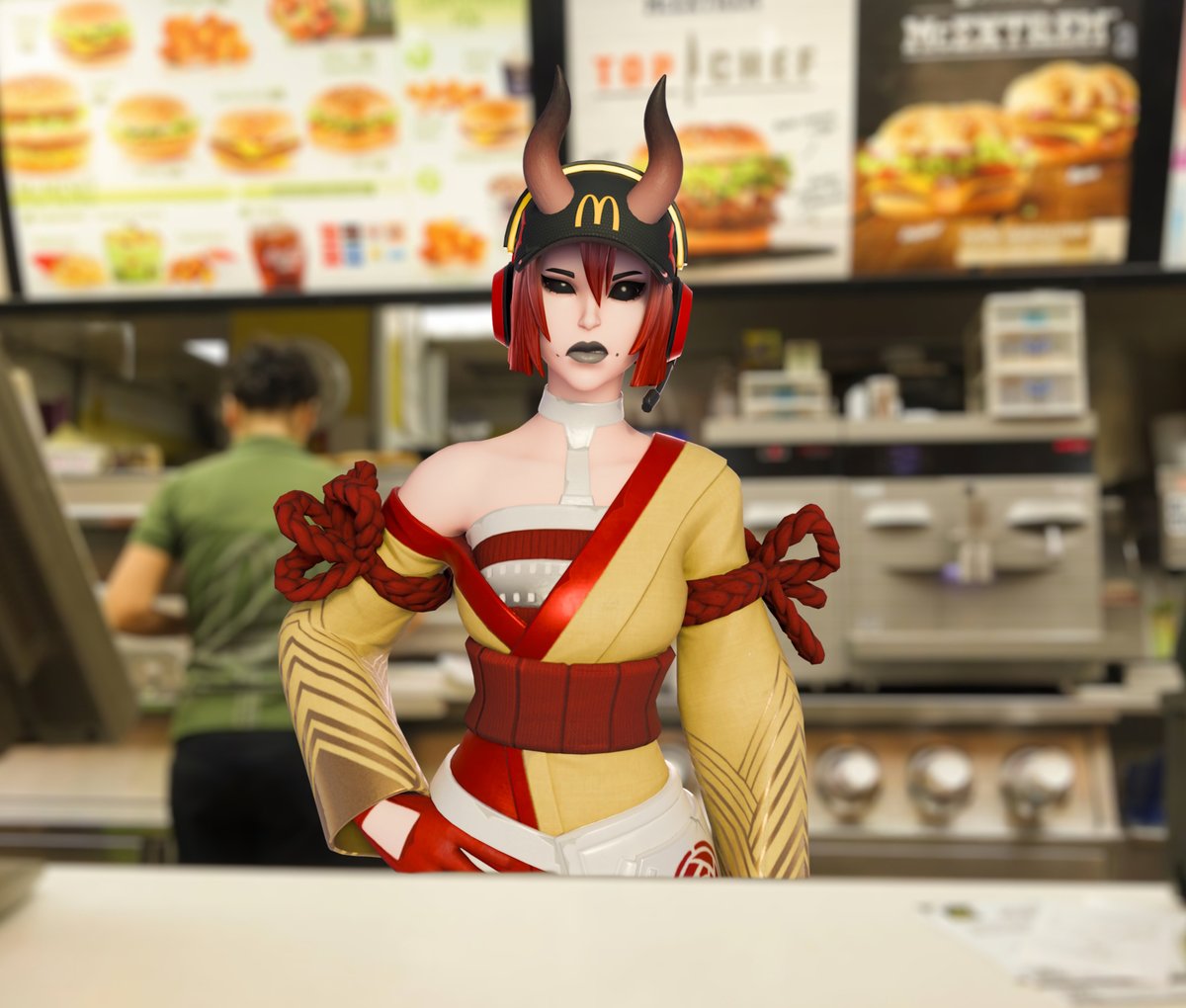 gawho_'s tweet image. "Are you planning on ordering today, sir?"
#Fortnite #FortniteArt #NightRose