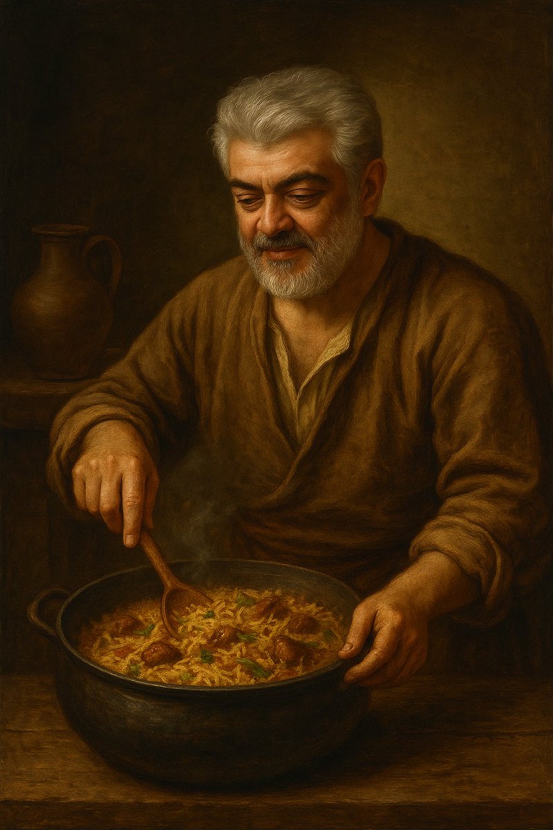 MrKokku's tweet photo. AK sir cooking Briyani for his film crew circa 2016 AD.. https://t.co/wCRA7QbLrS