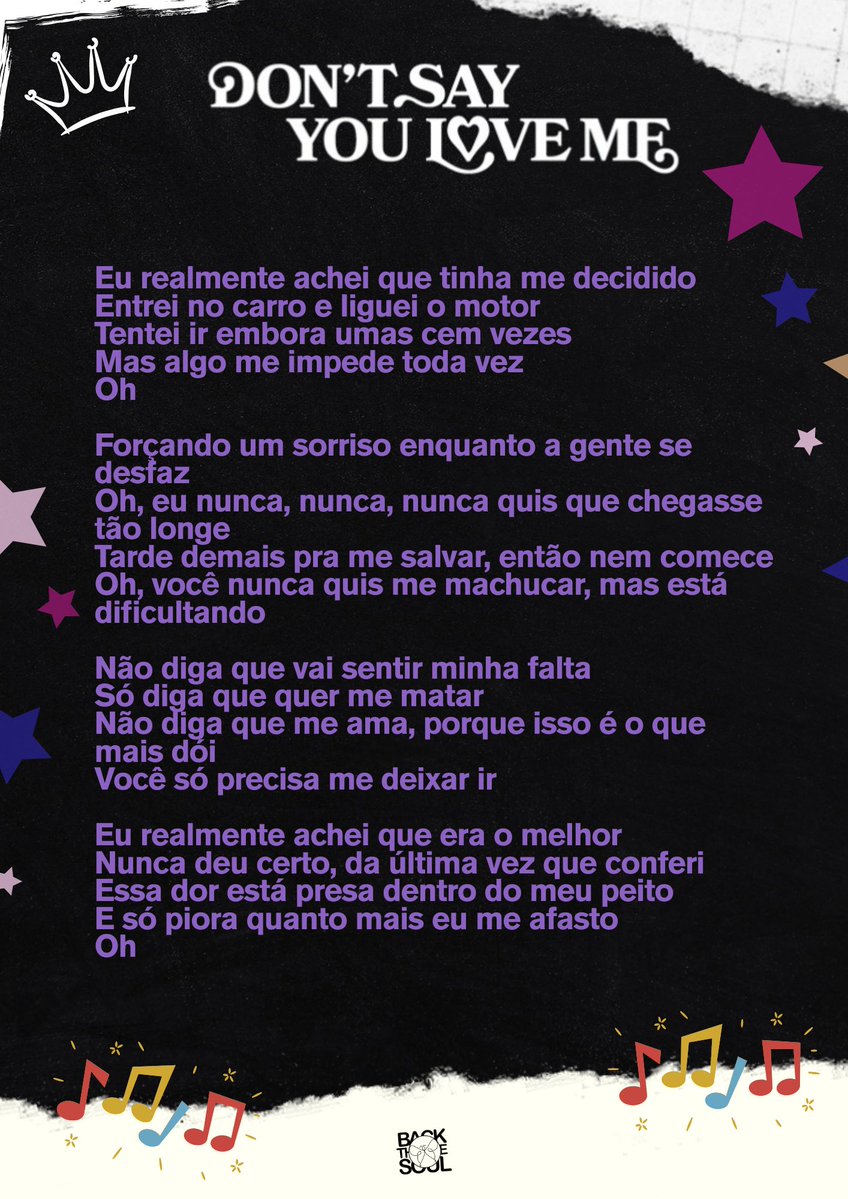 BackTheSoul's tweet image. 🦋 | Tradução de “Don’t Say You Love Me” do #JIN
“Não diga que vai sentir minha falta
Só diga que quer me matar
Não diga que me ama, porque isso é o que mais dói
Você só precisa me deixar ir”
DONT SAY YOU LOVE ME JIN
ECHO BY JIN OUT NOW
#Dont_Say_You_Love_Me
#Jin_Echo