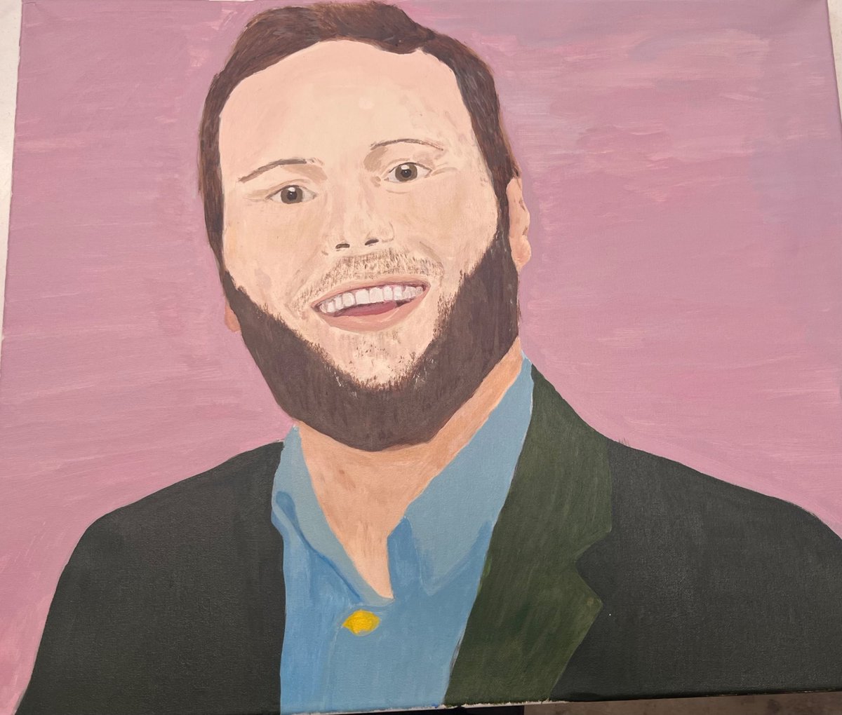Sarenaiden's tweet photo. Chose to paint @JohnFinnemore for my portrait assignment in painting class. I think you’re Brilliant! https://t.co/402PHvDQGv