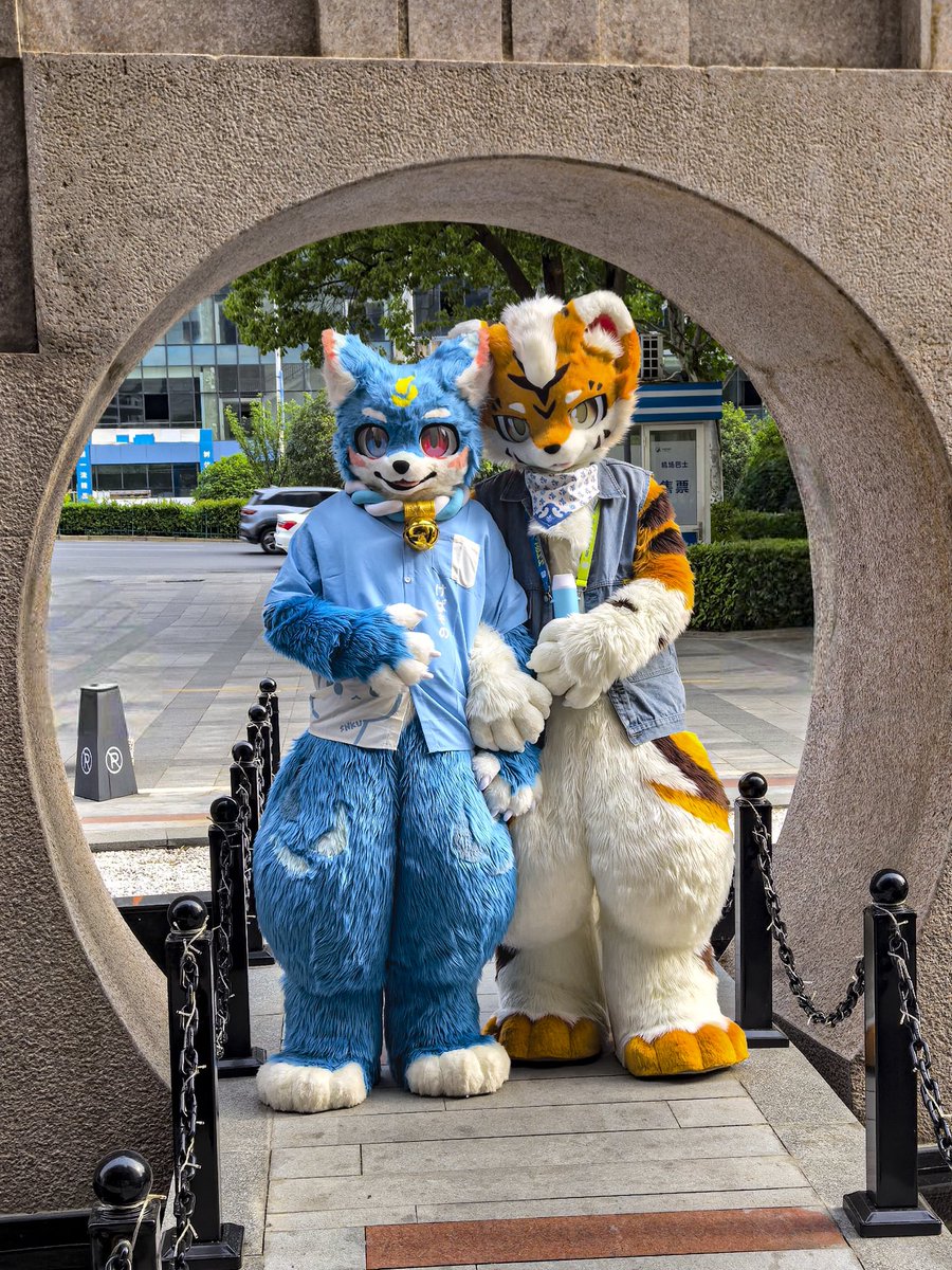 PartialOwO's tweet photo. #FursuitFriday 
如约而至
右侧是@baicai_coin 
📷：仲秋
修图：@baicai_coin https://t.co/Eebec9tVm4