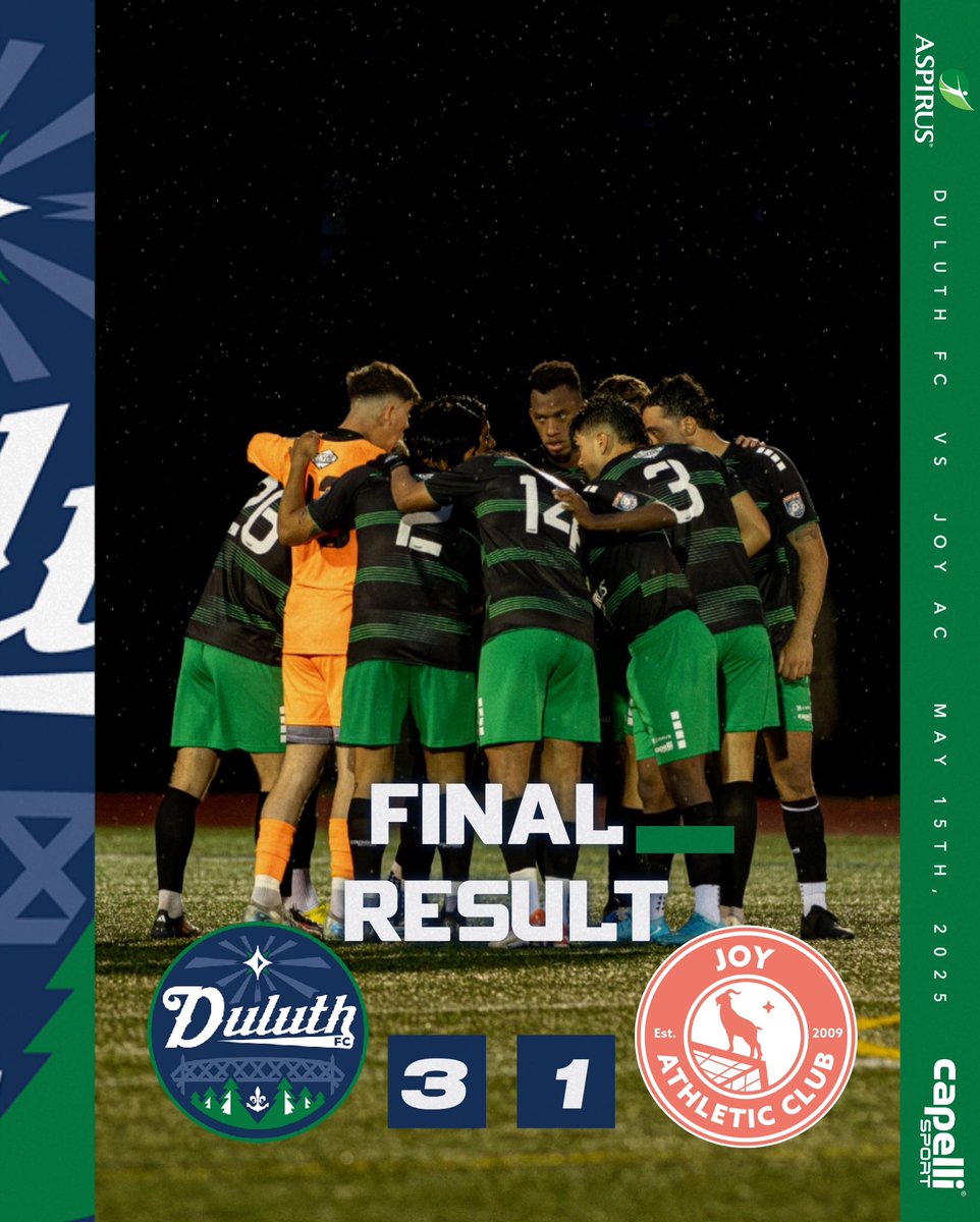 Great win to start our season 🔥
Felipe Carli (2) and Caio Gomes (1) scored for the BlueGreens tonight ⚽️⚽️⚽️
A Brazilian night in Duluth! 👀🇧🇷🕺🏻

#DuluthFC #BlueGreens