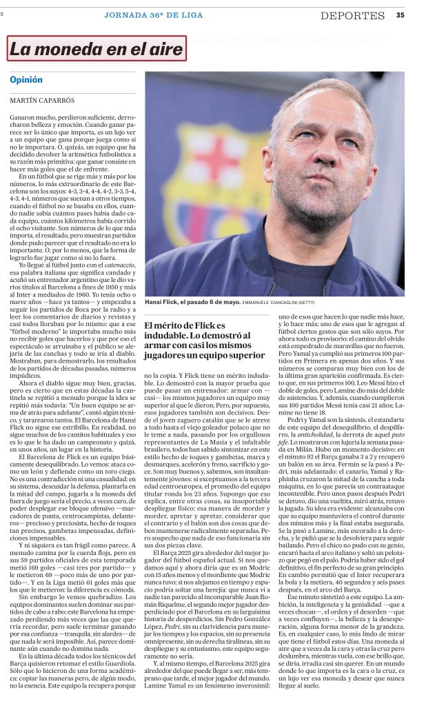 Y <a href="/martin_caparros/">Martín Caparrós</a> le canta a este Barça que nos ha reconciliado con el futbol.