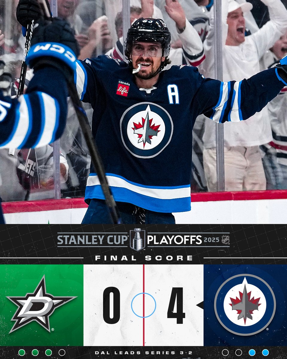 NHL's tweet photo. THE JETS STAY ALIVE ✈️ #StanleyCup

Watch Game 6 between the @NHLJets and @DallasStars on Saturday, May 17! https://t.co/egwzwWa5Gs