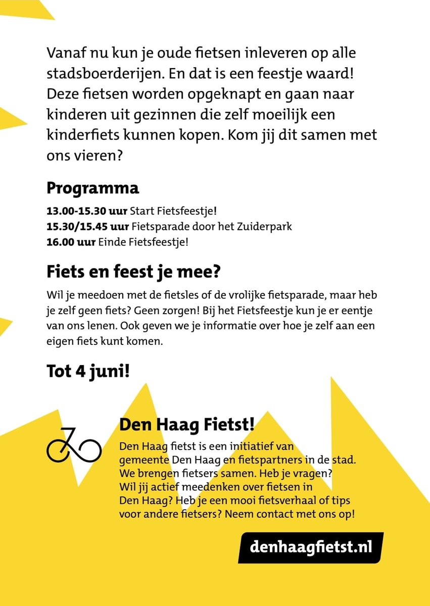 Op 4 juni organiseert <a href="/DenHaagFietst/">Den Haag Fietst!</a> een fietsfeestje! 🎉🎉🎉 #denhaagfietst