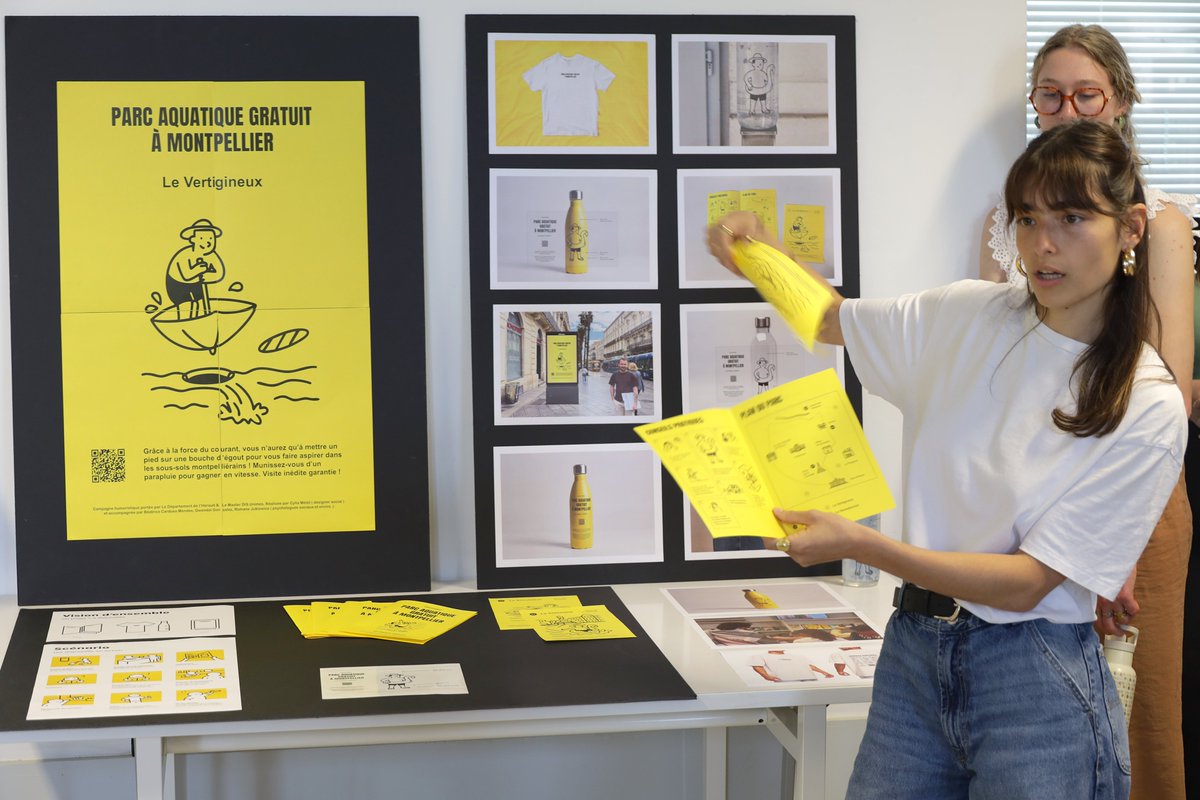 unimesfr's tweet photo. 🎓Les étudiant·e·s des Masters #Design, Innovation, Société &amp; #Psychologie Sociale et Environnementale d’@unimesfr ont présenté leur projet commandité par le Département de l’Hérault sur le #tourisme et les #risques.
🌍Travail interdisciplinaire à Montpellier, Sète et Frontignan. https://t.co/racTFT7juQ