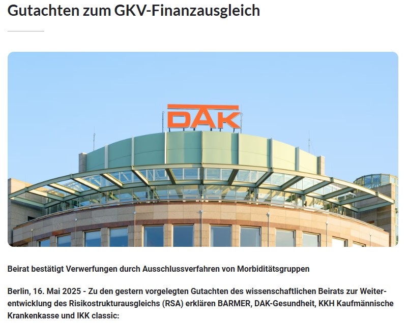 DAKGesundheit's tweet photo. Wir brauchen Weiterentwicklung des Risikostrukturausgleichs (#RSA). Gesetzgeber ist gefordert, die Fehlsteuerung im Finanzausgleich der Krankenkassen abzuschaffen. Das fordert die DAK-Gesundheit gemeinsam mit @BARMER_Presse, @KKH_Aktuell und @ikk_ev: 
https://t.co/1hxn12svEe
#GKV https://t.co/1zTTfuLOT9