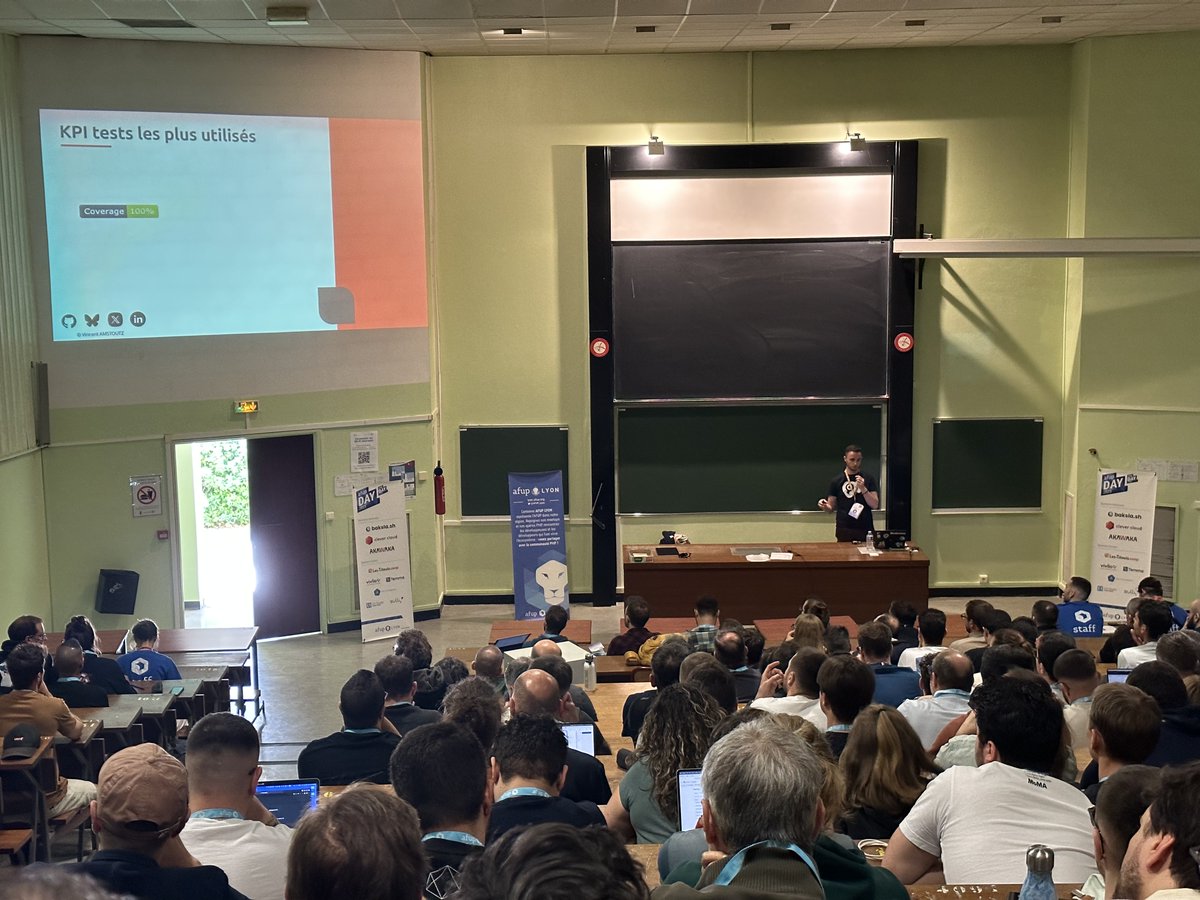 En direct de l'<a href="/AFUP_lyon/">AFUP Lyon</a>, notre coopérateur <a href="/vinceAmstoutz/">Vincent Amstoutz</a> qui donne un talk sur l'art de maîtriser ses tests lors de ses développements PHP.