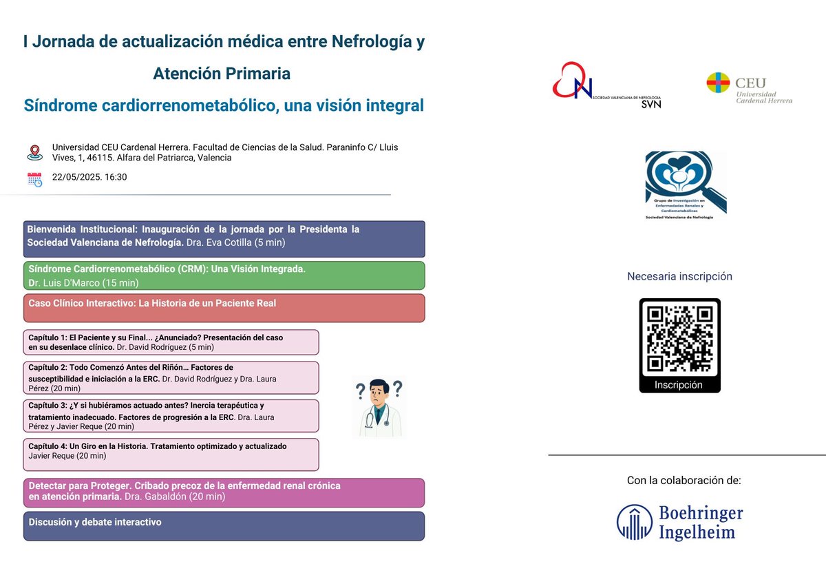 Dr. LUIS D'MARCO (@luisgerardodg) on Twitter photo Todos invitados para este jueves 22 a nuestras Jornadas de actualización médica entre Nefrología y Atención Primaria <a href="/CienciaUCHCEU/">Ciencia CEU UCH</a> <a href="/prensaUCHCEU/">Prensa CEU UCH</a> <a href="/SVNefro/">Sociedad Valenciana de Nefrología</a> <a href="/SVNefro/">Sociedad Valenciana de Nefrología</a> <a href="/nefropeset/">NefroPeset</a> <a href="/ChecaRos/">Ana Checa-Ros</a> <a href="/humbertorojasm/">Humberto Rojas M</a> <a href="/belenmerck/">Belén Merck 👩⚕️🧑🏻🎓🩺🔬📚</a> <a href="/vhrabaza/">Vicente Hernández Rabaza</a>
Información aquí 👇 Todos invitados para este jueves 22 a nuestras Jornadas de actualización médica entre Nefrología y Atención Primaria <a href="/CienciaUCHCEU/">Ciencia CEU UCH</a> <a href="/prensaUCHCEU/">Prensa CEU UCH</a> <a href="/SVNefro/">Sociedad Valenciana de Nefrología</a> <a href="/SVNefro/">Sociedad Valenciana de Nefrología</a> <a href="/nefropeset/">NefroPeset</a> <a href="/ChecaRos/">Ana Checa-Ros</a> <a href="/humbertorojasm/">Humberto Rojas M</a> <a href="/belenmerck/">Belén Merck 👩⚕️🧑🏻🎓🩺🔬📚</a> <a href="/vhrabaza/">Vicente Hernández Rabaza</a>
Información aquí 👇