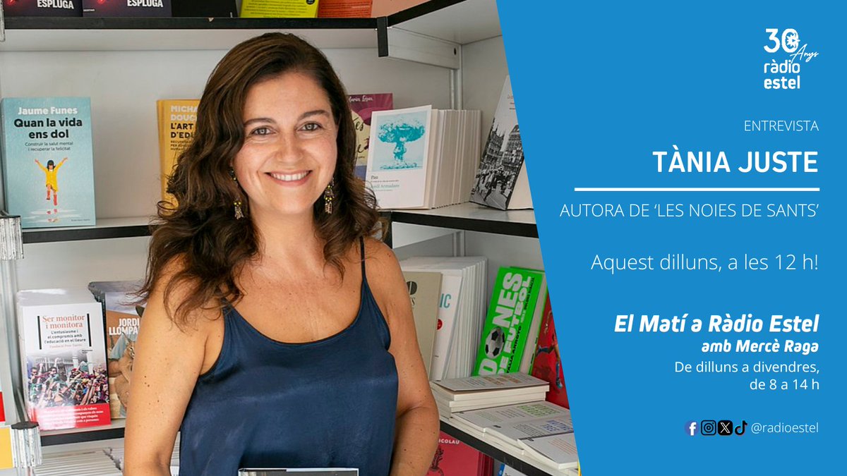 💥 <a href="/TaniaJuste/">Tània Juste</a> a 'El Matí a Ràdio Estel'!

📚 L'escriptora ens presenta el seu darrer llibre 'Les noies de Sants' (<a href="/columnaedicions/">Columna</a>), en què reivindica el paper de les dones en la Guerra Civil.

▶️ Escolta-la aquest dilluns, a partir de les 12 h!
📡 radioestel.cat/en-directe