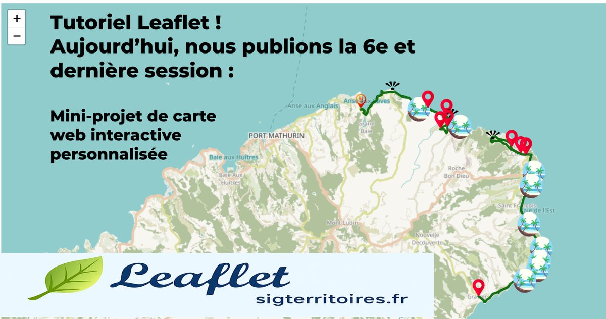 🧭 Dernière étape du tutoriel Leaflet !
🎯 Mini-projet de carte web interactive 
-Conception,mise en ligne du projet (Github ou Netlify), retour personnalisé, et, si vous le souhaitez, figurer parmi les exemples valorisés dans nos publications futures
🔗shorturl.at/xtAL0