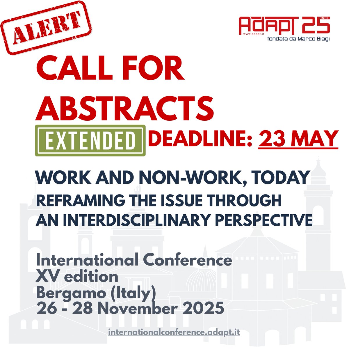 📢 Due to the high number of requests, the deadline for submitting abstracts and workshop proposals for the #ADAPTConference2025 has been exceptionally extended to Friday, 23 May.
📝 Submissions are accepted exclusively via the portal:
internationalconference.adapt.it/submission-por…