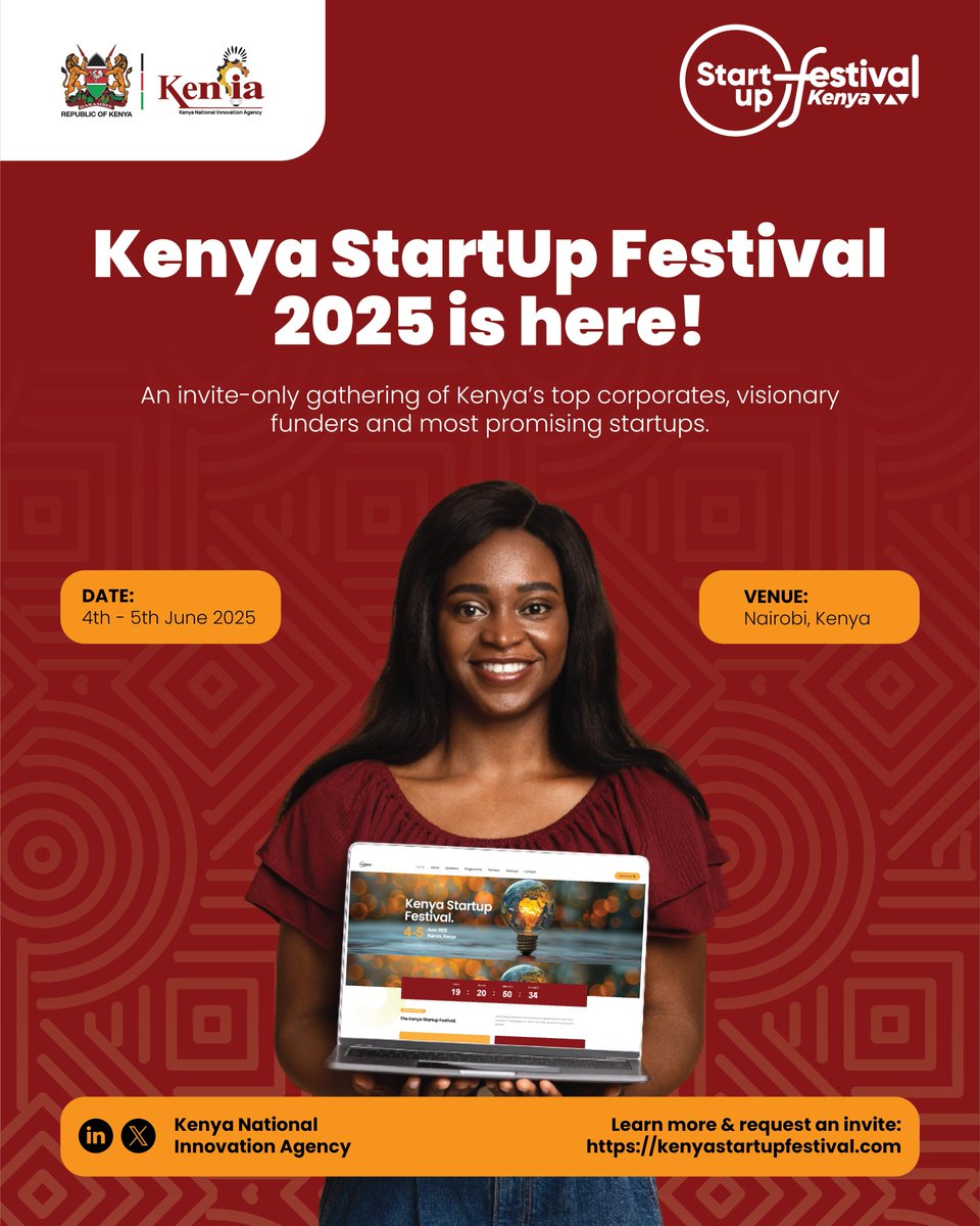 The Kenya Startup Festival 2025 is Here!

An invite-only gathering of Kenya’s top corporates, visionary funders and most promising startups.

Together with our partners, KeNIA is mobilizing the startup ecosystem to co-create a systematic strategy for a bolder innovation-led