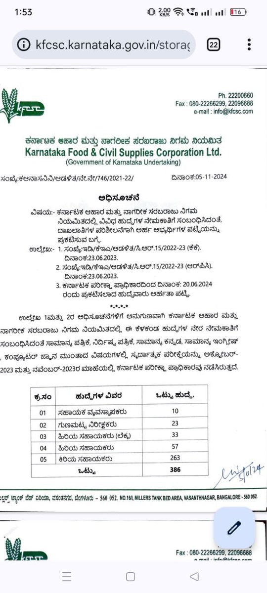Sandeep98886864's tweet photo. "KEA ಯು ಆಹಾರ ನಿಗಮದ 386 ಹುದ್ದೆಗಳ ಪರೀಕ್ಷೆ ನಡೆಸಿ, ಅಂತಿಮ ಫಲಿತಾಂಶವನ್ನು ನವೆಂಬರ್ 5, 2024 ರಂದು ನಿಗಮಕ್ಕೆ ಕಳುಹಿಸಿದೆ. ಆದರೆ ಆರು ತಿಂಗಳು ಕಳೆದರೂ ದಾಖಲಾತಿ ಪರಿಶೀಲನಾ ಪ್ರಕ್ರಿಯೆ ಇನ್ನೂ ಪ್ರಾರಂಭವಾಗಿಲ್ಲ.

ಮಾನ್ಯ ಶ್ರೀ @siddaramaiah ಸಂಬಂಧ ಪಟ್ಟ ಇಲಾಖೆಗೆ  ಕೂಡಲೇ ದಾಖಲಾತಿ ಪರಿಶೀಲನೆ ನಡೆಸಲು ಕ್ರಮ ಕೈಗೊಳ್ಳುವಂತೆ ಸೂಚಿಸಿ. https://t.co/tSgZZGXEKx