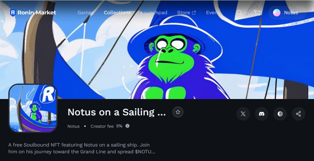 I'm totally thrilled to announce that  🥁

NOASS - $NOTUS on a Sailing Ship - Collection 

is now live  at <a href="/Ronin_Network/">Ronin</a> MARKETPLACE 🥳

To CELEBRATE 🥳
🧹 I just swiped <a href="/opensea/">OpenSea</a> floor
🏆 Giving away 100 NFTs to the first 100 that
          👛 leave their wallet in comments👇