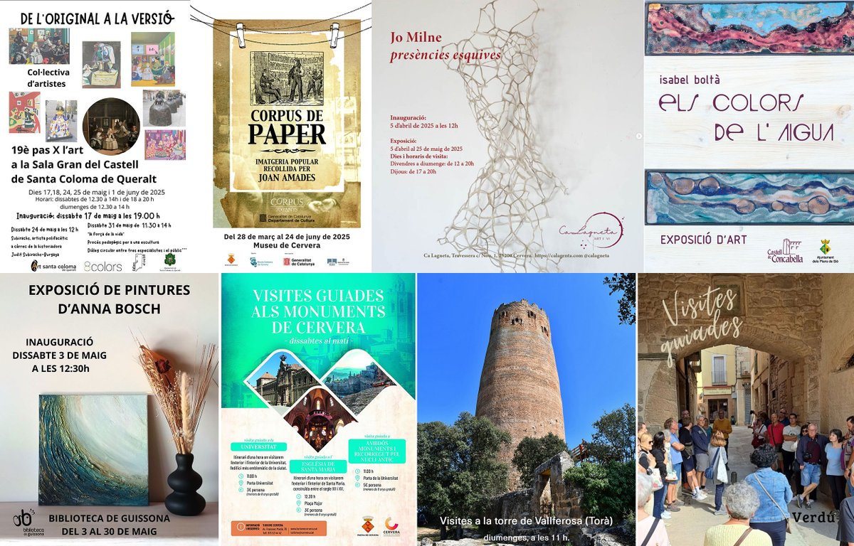 Som Segarra (@somsegarra) on Twitter photo Sense plans per al cap de setmana? #diamuseus #mostres #festes #caminades #teatre #concerts #expos i #visites, viu la #primaverasegarra!
<a href="/lasegarra/">La Segarra</a> <a href="/museudecervera/">Museu de Cervera</a> <a href="/MuseudeGuissona/">Museu de Guissona</a> <a href="/valldellobregos/">Vall del Llobregós</a> <a href="/TurismeGuissona/">Oficina de Turisme de Guissona</a> <a href="/CConcabella/">Castell de Concabella</a>
<a href="/viladetora/">Torà on-line</a> <a href="/Espitllera/">L'Espitllera Fòrum d’Estudis Segarrencs (EFES)</a>
ℹ️ visit.somsegarra.cat Sense plans per al cap de setmana? #diamuseus #mostres #festes #caminades #teatre #concerts #expos i #visites, viu la #primaverasegarra!
<a href="/lasegarra/">La Segarra</a> <a href="/museudecervera/">Museu de Cervera</a> <a href="/MuseudeGuissona/">Museu de Guissona</a> <a href="/valldellobregos/">Vall del Llobregós</a> <a href="/TurismeGuissona/">Oficina de Turisme de Guissona</a> <a href="/CConcabella/">Castell de Concabella</a>
<a href="/viladetora/">Torà on-line</a> <a href="/Espitllera/">L'Espitllera Fòrum d’Estudis Segarrencs (EFES)</a>
ℹ️ visit.somsegarra.cat