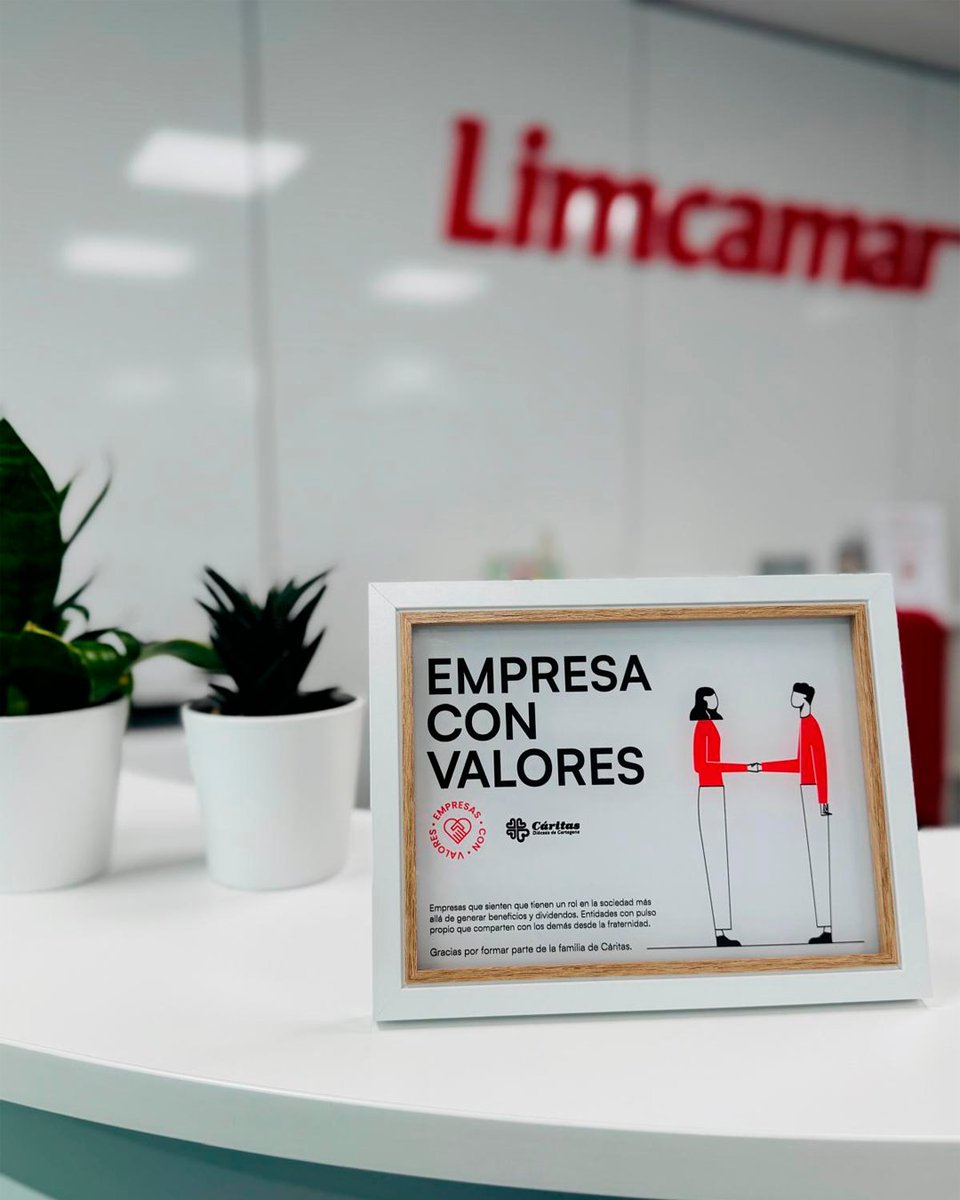 limcamar's tweet photo. ¡Limcamar ha sido reconocida con el distintivo Empresa con Valores, otorgado por Cáritas! Este distintivo reconoce el compromiso social de las empresas de la Región de Murcia y su implicación en la construcción de una sociedad más justa, equitativa y solidaria. https://t.co/y9toS87WnM