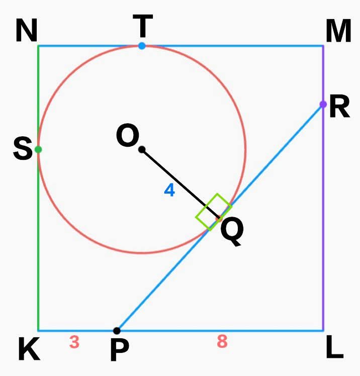 sonukg4india's tweet image. Given KLMN is a square. Determine the perimeter and the area of triangle PLR.