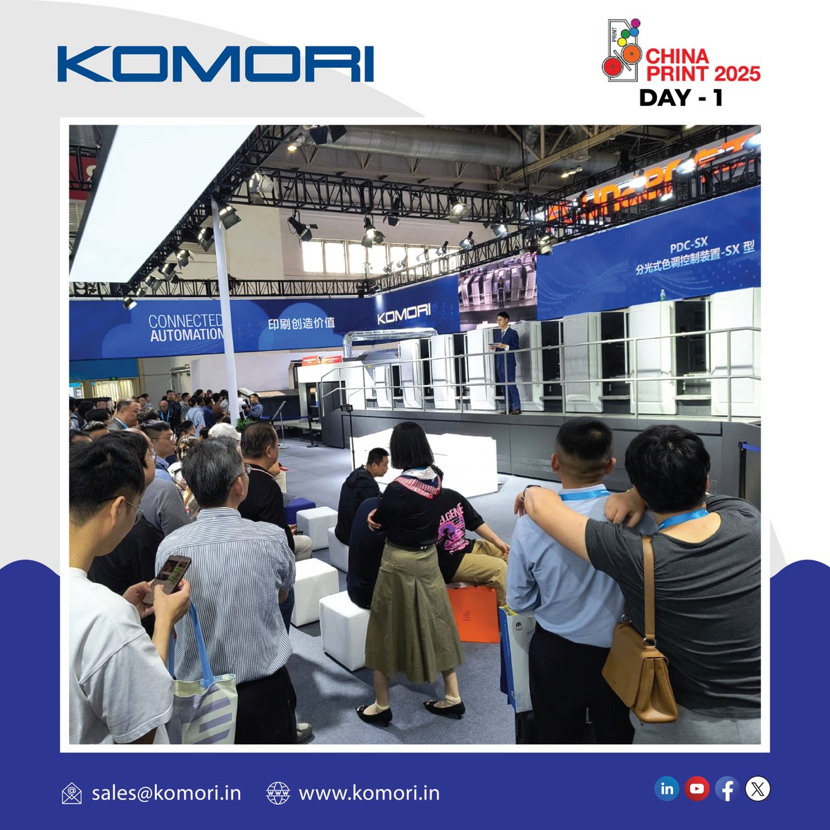 Komoriindia's tweet image. 💫 Day 1 at China Print 2025 | KOMORI Draws the Crowd! 💫
Click here 👉shorturl.at/Etrmw
Stay tuned as we bring more action from #ChinaPrint2025 — and witness the future of print unfold!💫
#KomoriIndia #OffsetPrintingMachine #SmartFactory 
#DigitalTechnologies #ChinaPrint