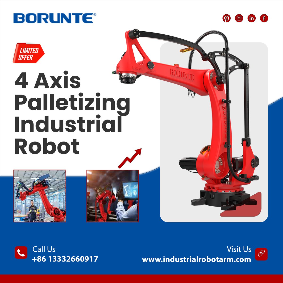 BorunteR's tweet image. 💡 Streamline Your Operations with Smart Automation!

📦 Upgrade your factory today and maximize productivity with next-gen automation!

🔥 Limited Time Offer – Act Now!

#palletizingrobot #roboticssolutions #4axisrobot #factoryautomation #roboticarm #borunterobotics