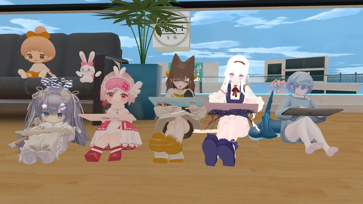 くりえいてぃ部の皆さんとお写真撮らせていただきました！！おえかきモーションいっぱい使ってくださって嬉しい～～！😭✨
#VRChat