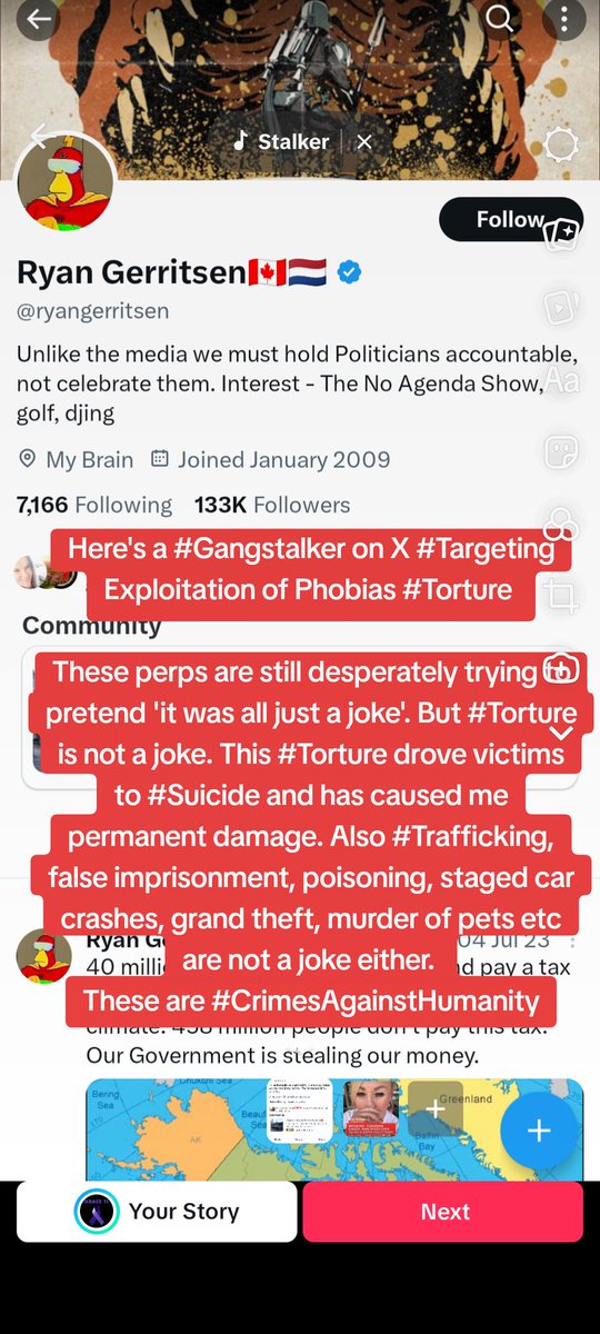 RealGraceTI's tweet image. #Gangstalking #Torture
This perp from X is #Targeting me with Exploitation of Phobias #Torture
They&apos;re still desperately trying to cover up #CrimesAgainstHumanity 
@realDonaldTrump @FBIDirectorKash @FBIDDBongino @FBINewOrleans @FBI