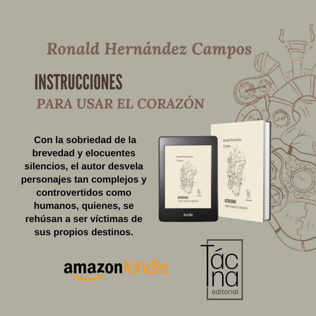 ¡Ya disponible!
Amazon USA: a.co/d/defpui9
Kindle: a.co/d/ey6eQoL

#InstruccionesParaUsarElCorazón #RonaldGHernández #LecturaRecomendada #NarrativaCentroamericana #TacnaEditorial