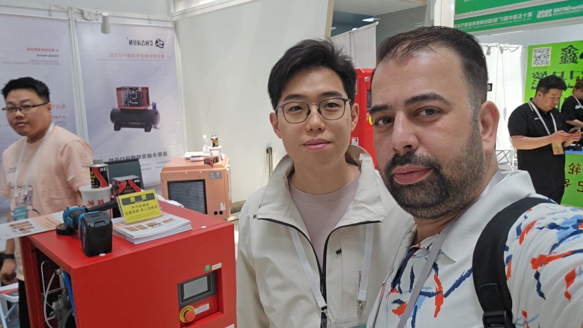 chanuncomp's tweet photo. 🌏 Chanun Compressor at Guangrao International Tire Expo 2025
Why Chanun Connects Continents:
✅ 40+ Countries Served – From Brazilian tire workshops to Polish industrial hubs.
– The photo shows a good sprit of our Chanun Compressor Sales team
#ScrewCompressor #chanun https://t.co/c58UmXisaW