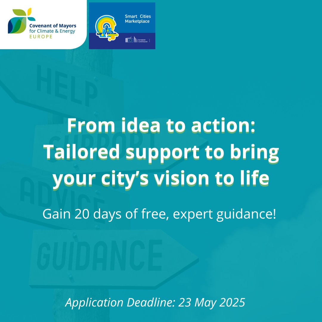 Council of European Municipalities and Regions (@ccrecemr) on Twitter photo ๐จ Deadline: 23 May 2025!
Got a climate action plan but stuck on the next step?
Apply now for 20 days of FREE expert support to turn your plan into real, funded projects โ from energy to mobility, waste, and more.
๐ eu-mayors.ec.europa.eu/en/From-idea-tโฆ
#EUMayors <a href="/EUSmartCities/">Smart Cities Marketplace</a> <a href="/eumayors/">Covenant of Mayors - Europe</a> ๐จ Deadline: 23 May 2025!
Got a climate action plan but stuck on the next step?
Apply now for 20 days of FREE expert support to turn your plan into real, funded projects โ from energy to mobility, waste, and more.
๐ eu-mayors.ec.europa.eu/en/From-idea-tโฆ
#EUMayors <a href="/EUSmartCities/">Smart Cities Marketplace</a> <a href="/eumayors/">Covenant of Mayors - Europe</a>