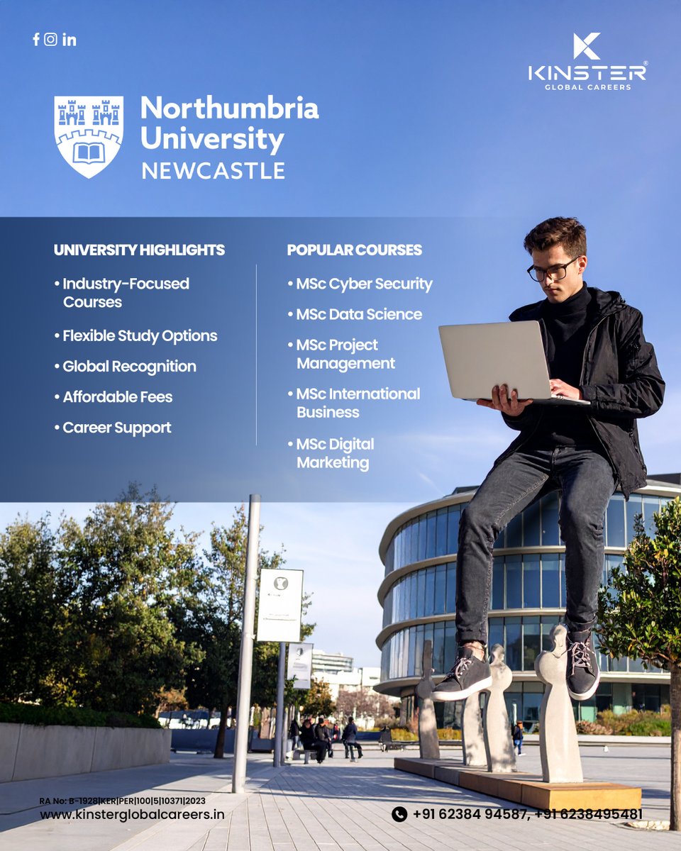 kinstercareers's tweet image. Study at Northumbria University – Newcastle 🇬🇧
🌍 Global Recognition
💼 Career Support
💰 Affordable Fees
Popular MSc Courses:
• Cyber Security
• Data Science
• Project Management
• Digital Marketing
#StudyInUK #MScPrograms #NorthumbriaUniversity #kinster #GlobalCareers