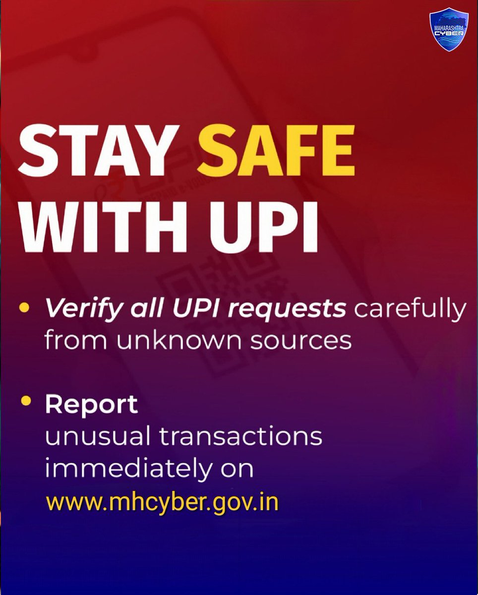 JUMPED DEPOSIT SCAM ALERT!
Don’t fall for the trap – fraudsters send a small deposit and trick you into approving a large withdrawal.

Report suspicious activity on mhcyber.gov.in
Cyber Helpline: 1945

Hum Bewakoof Nahi Banaenge! 

#MaharashtraCyber #UPIScam #CyberAlert