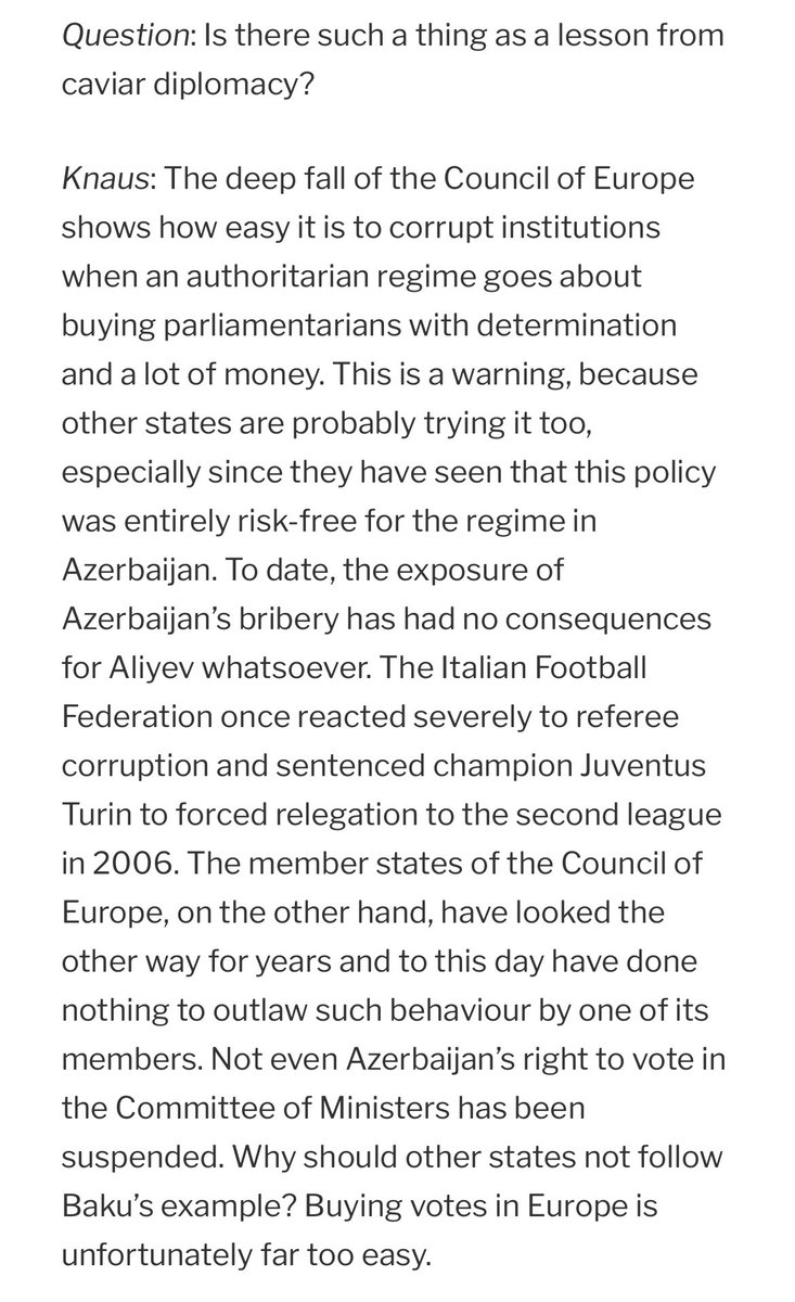 Former 🇩🇪 PACE member confirms accusations by prosecution in Munich in ongoing Caviar Diplomacy trial 👇

Background: it was far too easy to buy MPs in Europe esiweb.org/rumeliobserver…

<a href="/PieterOmtzigt/">Pieter Omtzigt</a> <a href="/FrankSchwabe/">Frank Schwabe #freegubad</a> 
<a href="/gideonrachman/">Gideon Rachman</a> <a href="/RoryStewartUK/">Rory Stewart</a> <a href="/campbellclaret/">ALASTAIR CAMPBELL</a> <a href="/fromTGA/">Timothy Garton Ash</a> <a href="/AmbVWD/">Amb Veronika Wand-Danielsson</a>