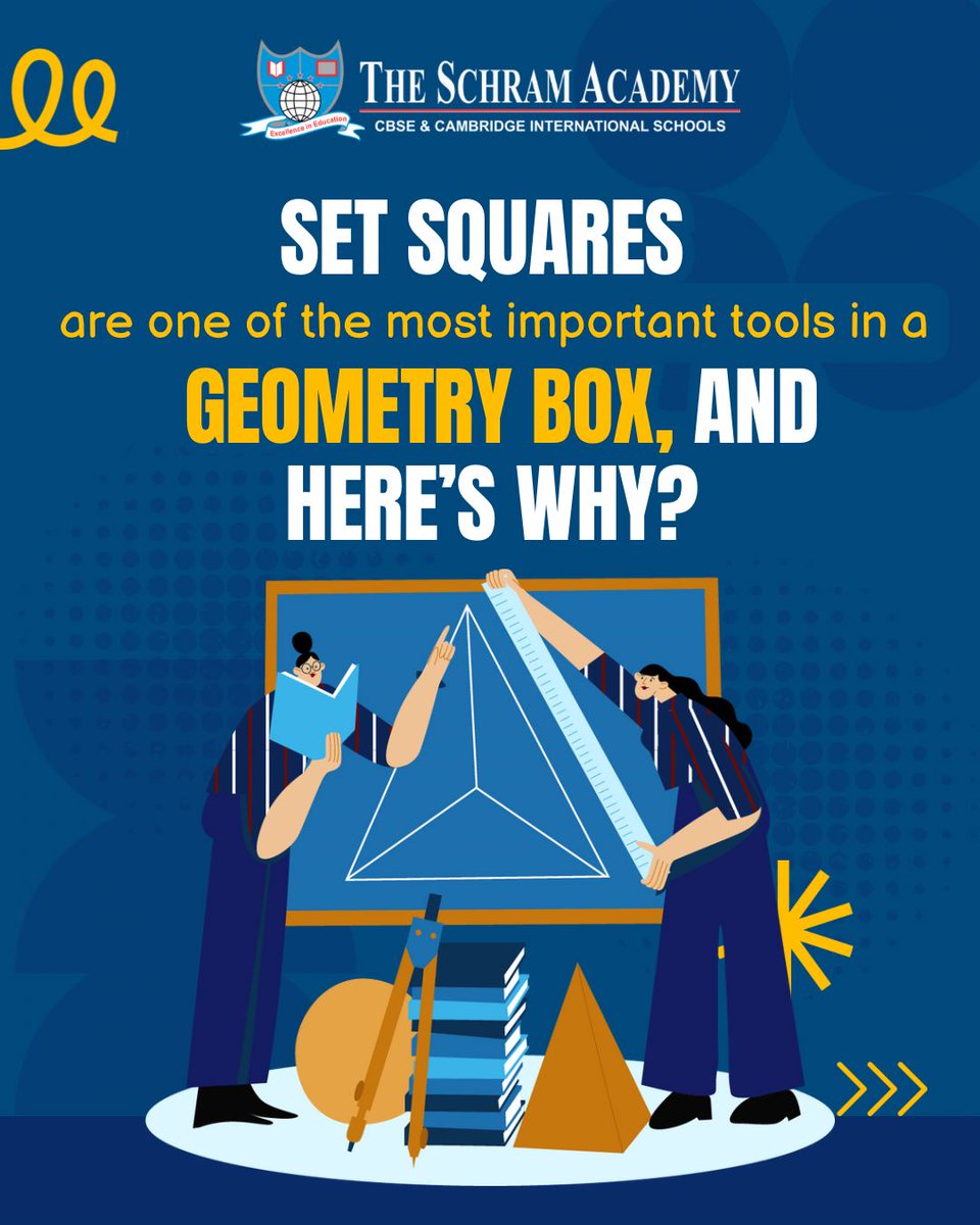 official_tsa's tweet photo. Set squares are the backbone of accurate geometry. Whether you're sketching 30°, 45°, 60°, or 90° angles or creating clean, symmetrical designs, they ensure every line is sharp and correct.

Visit: https://t.co/yOgnDgFsLt

#SetSquare #TheSchramAcademy https://t.co/gX3ueli3Po
